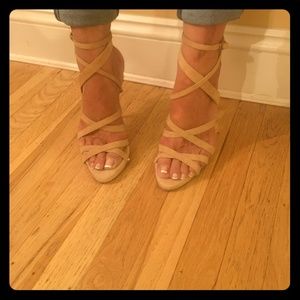 Donna karan couture strappy suede high sandals